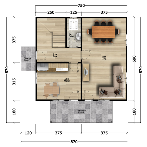 125 Metrekare Celik Konstruksiyon Villa