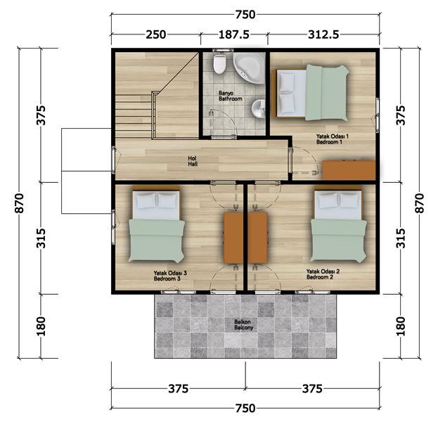 125 Metrekare Celik Konstruksiyon Villa