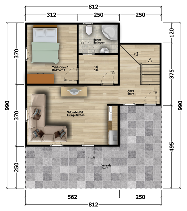 130 Metrekare Celik Konstruksiyon Villa