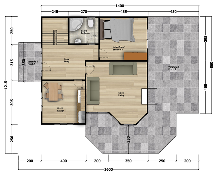270 Metrekare Celik Konstruksiyon Villa