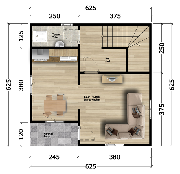 80 Metrekare Celik Konstruksiyon Villa