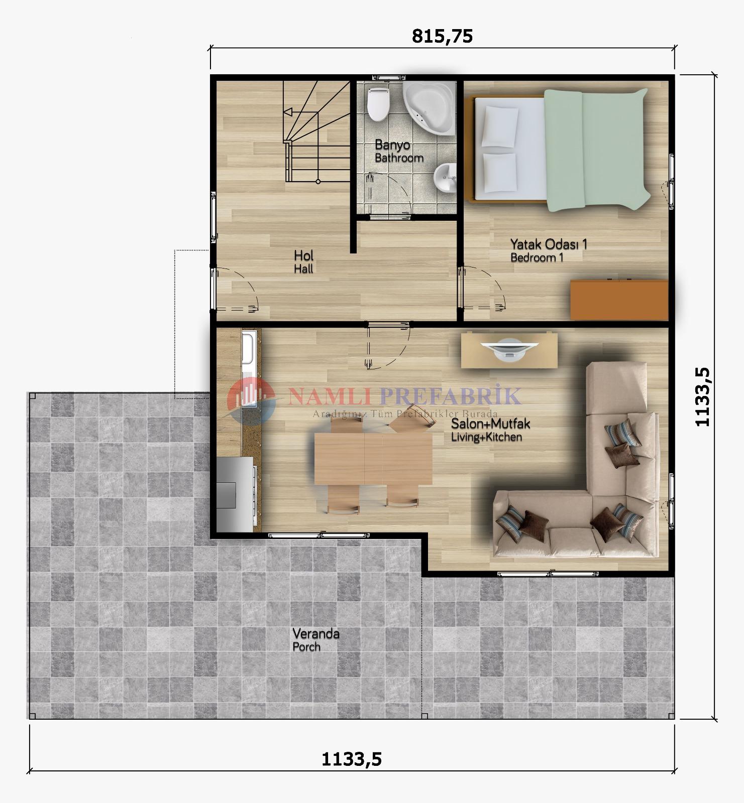 Gonca 192 Metrekare Dubleks Prefabrik Ev