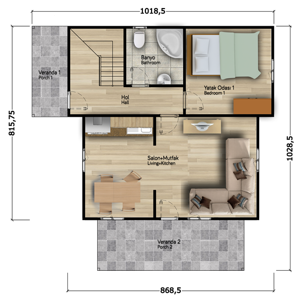 Ihlamur 168 Metrekare Dubleks Prefabrik Ev