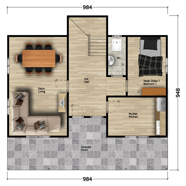 Karanfil 158 Metrekare Dubleks Prefabrik Ev