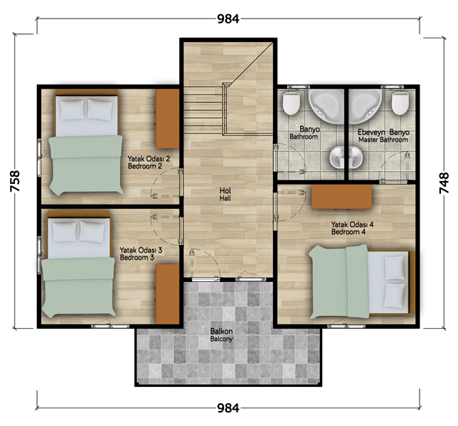 Karanfil 158 Metrekare Dubleks Prefabrik Ev