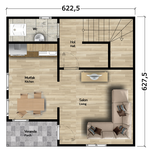 Kardelen 80 Metrekare Dubleks Prefabrik Ev