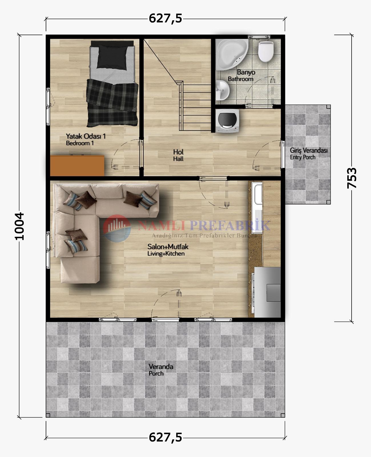 Sümbül 118 Metrekare Dubleks Prefabrik Ev
