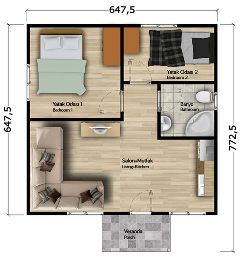 Isik 45 Metrakare Tek Katli Prefabrik Ev